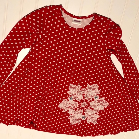 Mallory May girls red snowflake dress size 5 - Picture 2 of 6
